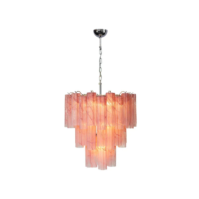 Afralia™ Glass Column Chandelier: Trendy French Design in Blue Pink Green for Dining Room.