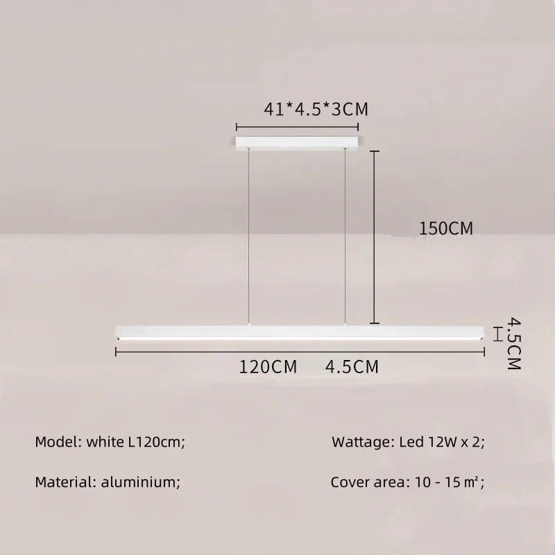 Afralia™ Modern Straight Pendant LED Light - Minimalist Painted Aluminium Chandelier
