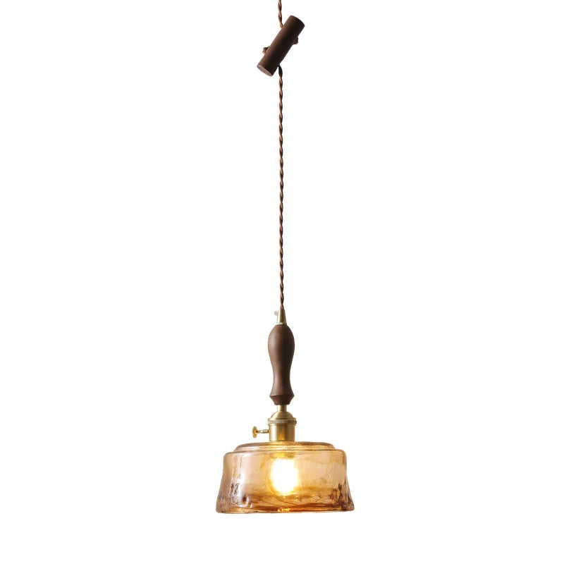 Afralia™ Amber Glass Pendant Lamps Copper Modern Hanging Lights for Living Dining Bedroom