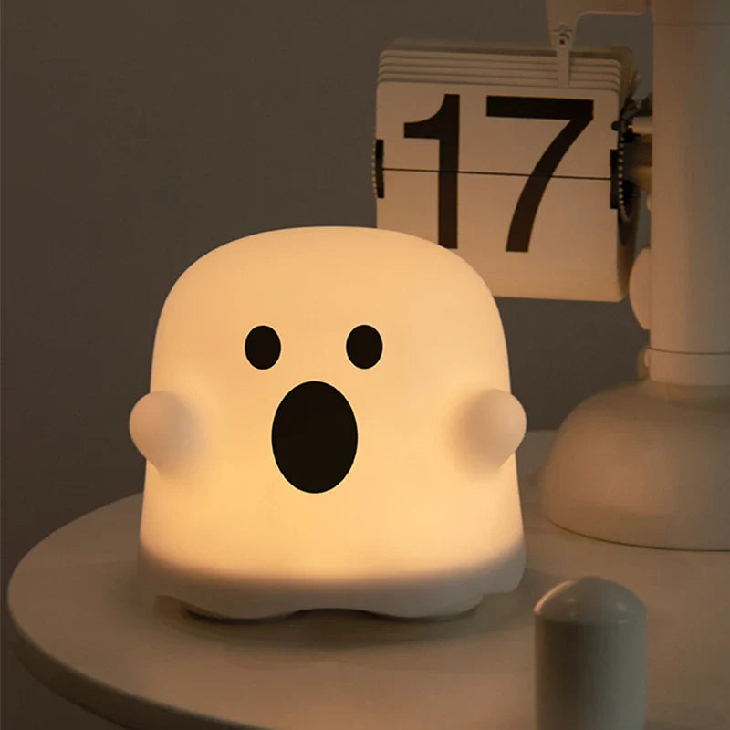 Afralia™ Boo Ghost Silicone Lamp: Touch Sensor Dimmable LED Night Light for Kids