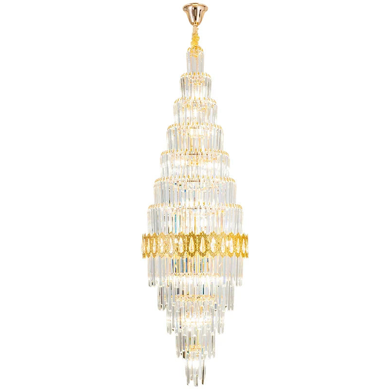 Afralia™ Hollow Spiral Staircase Chandelier | Modern Long Crystal Light for Villa Livingroom