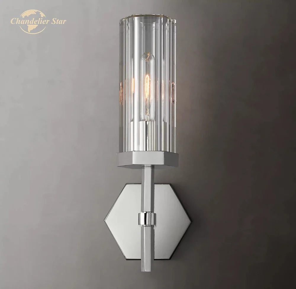 Afralia™ Hexagonal LED Crystal Sconce: Modern Wall Lighting for Bathroom, Living Room, Bedroom