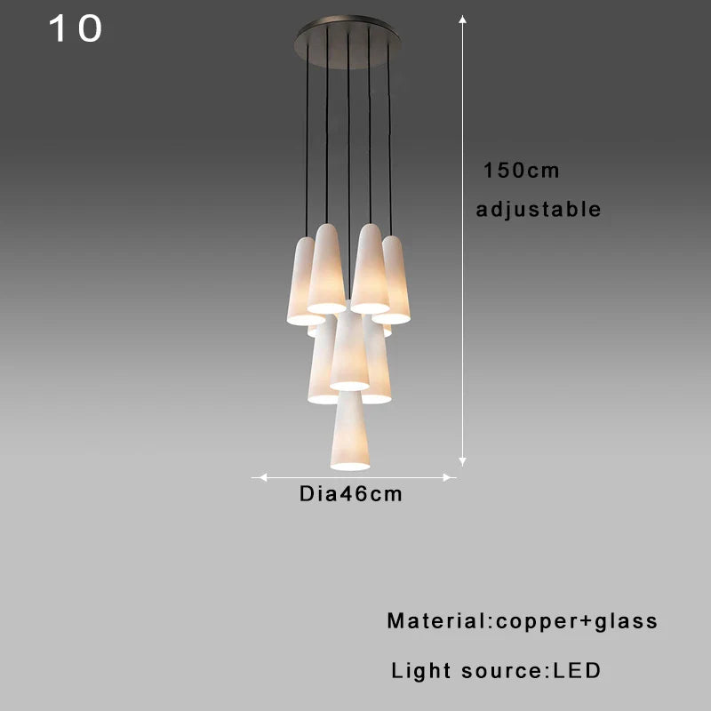 Afralia™ Elegant White Glass Cup Chandeliers for Luxe Living Room