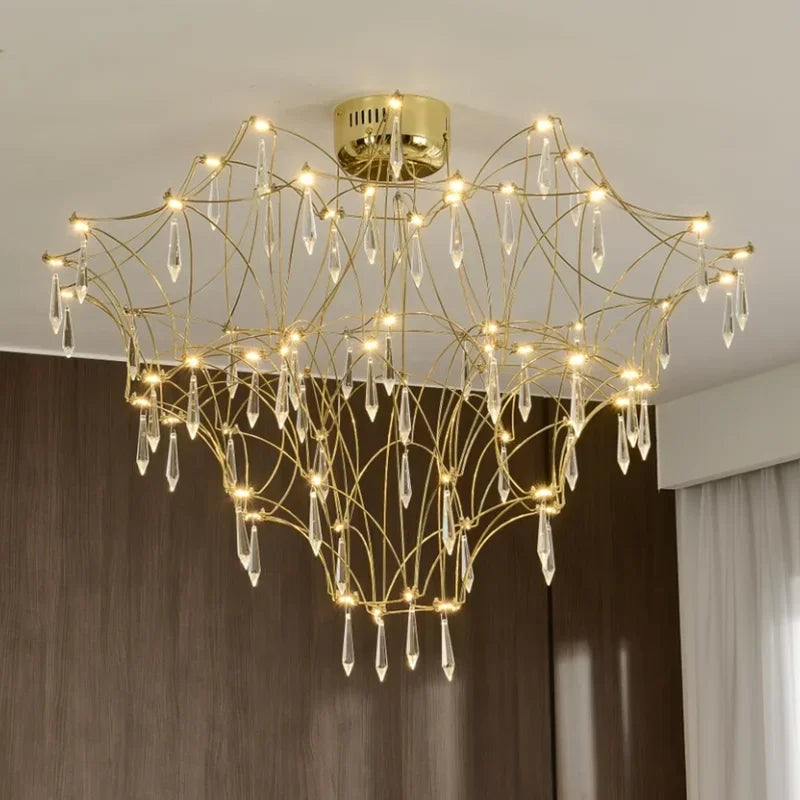 Afralia™ Deluxe Crystal Star Lamp: Designer LED Lighting for Modern Living Room & Villa