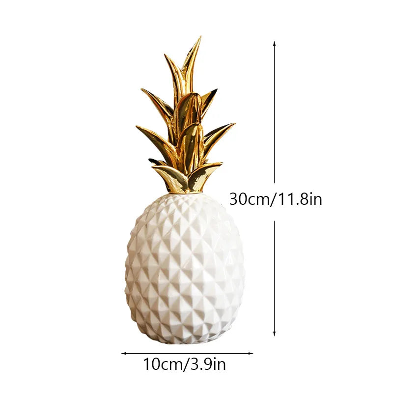 Afralia™ Ceramic Gold Pineapple Figurine: Nordic Light Luxury Modern Decor for Living Room