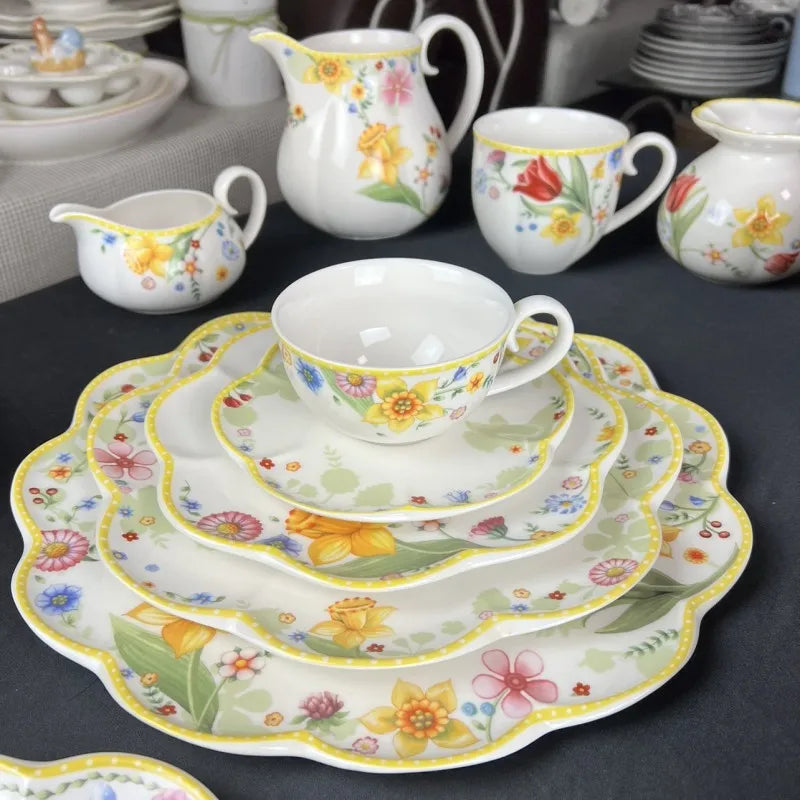 Afralia™ Easter Tulip Dinnerware Set & Serving Pieces for Home Kitchen.