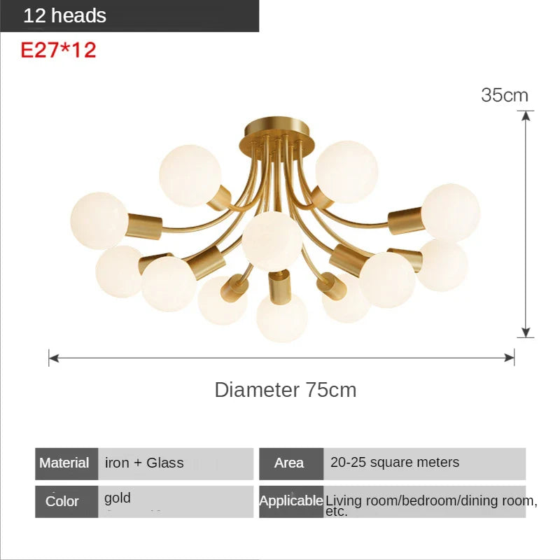 Afralia™ Postmodern Glass Ball Ceiling Lamp Luxury Nordic Interior Dining Room Lighting