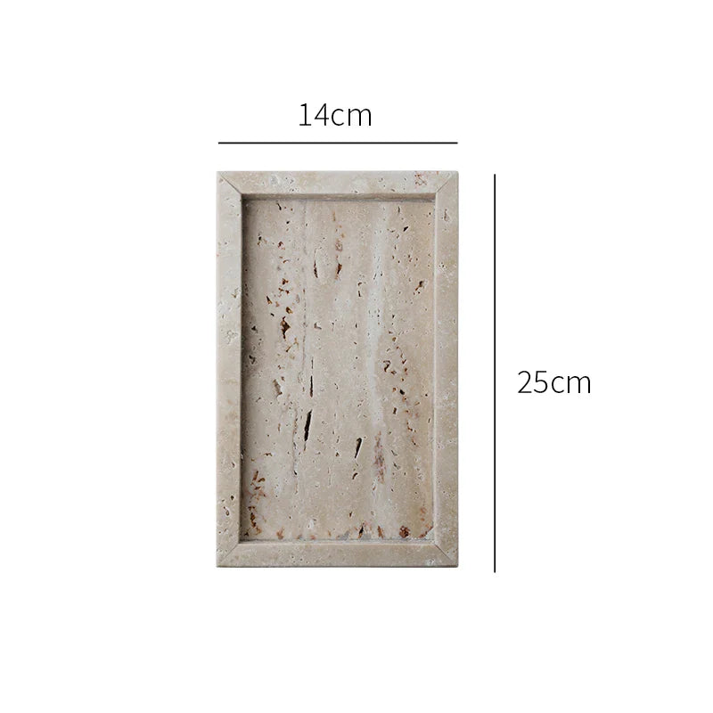 Afralia™ Travertine Stone Vanity Tray for Perfume, Candles, Jewelry, Coffee Table