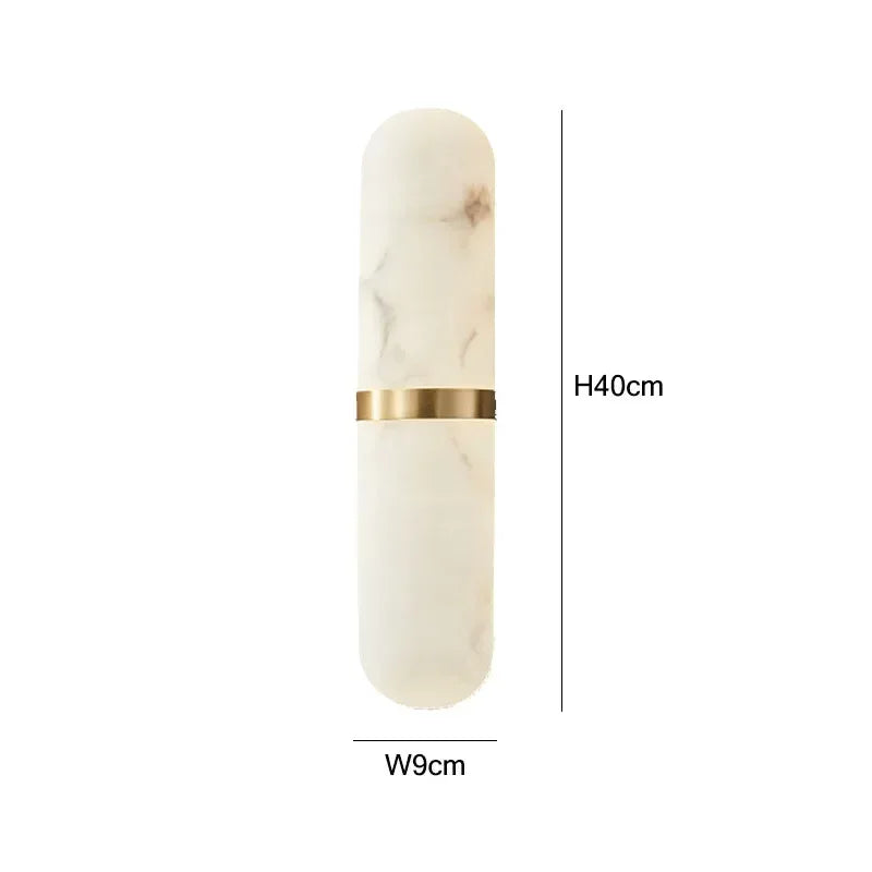 Afralia™ Semicylinder LED Wall Light 12W Imitation Marble Decor Sconce for Home Décor