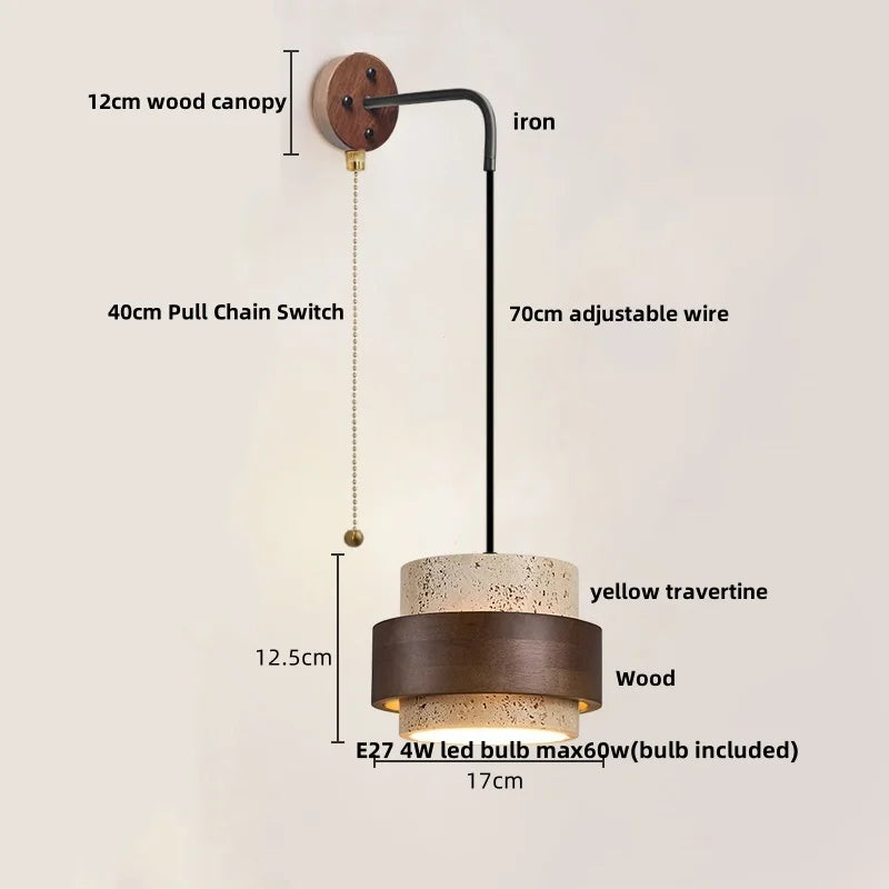 Afralia™ LED Wall Lights Modern Pull Chain Switch Bedside Lamp Wandlamp