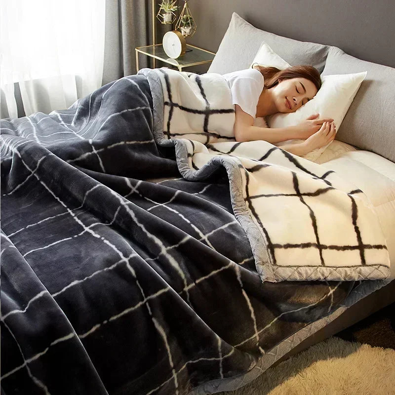 Luxury Raschel Blanket for Winter by Afralia™: Super Soft, Warm, Antistatic Skin-Friendly Weighted Duvet
