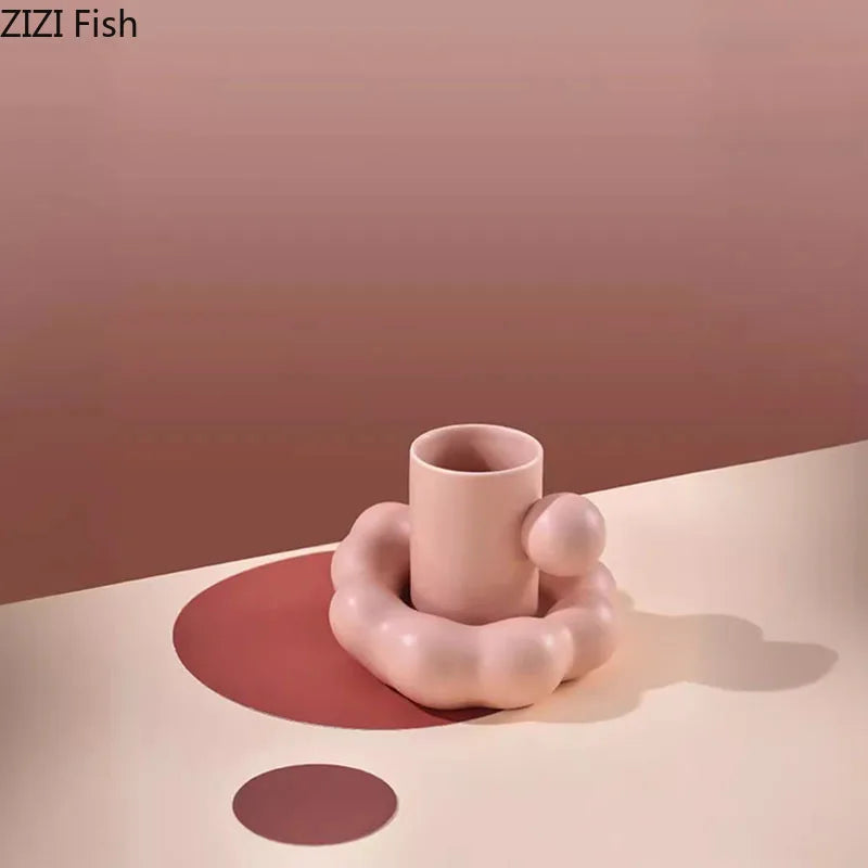 Afralia™ Ceramic Cloud Cup & Saucer Set - Dining Table Coffee Tea Afternoon Milk Juice Mug