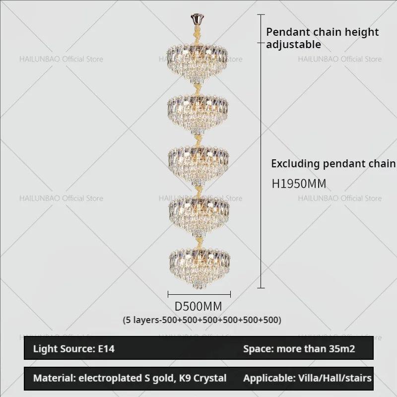 Afralia™ Crystal Duplex Chandelier: New Light Luxury Post-Modern Hall Lighting for High Living Room