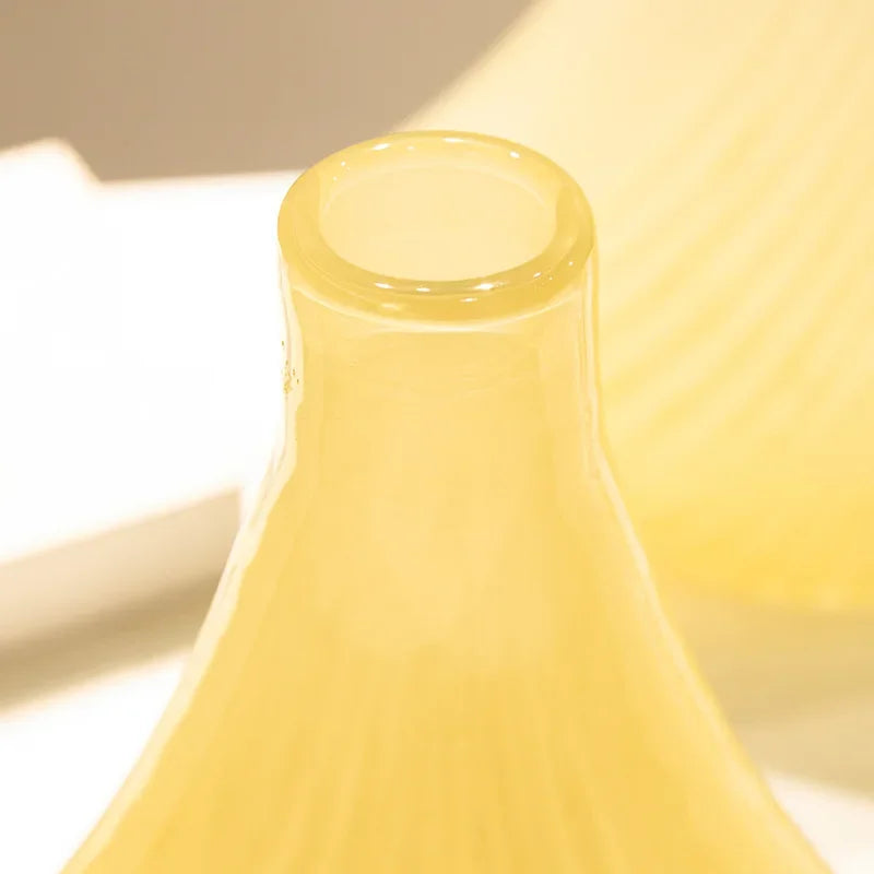 Afralia™ Yellow Geometric Glass Vase | Ring Fringe Flower Terrarium & Home Decoration