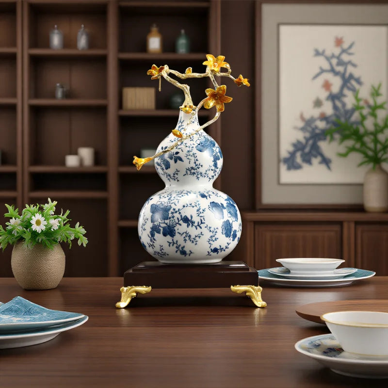 Afralia™ Gourd Ornament Ceramic Handicrafts Home Decor Accessories