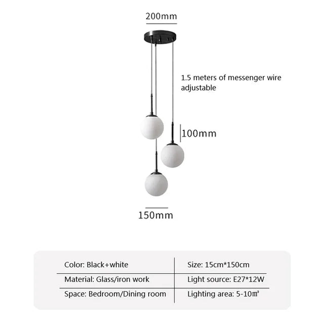 Afralia™ Glass Ball LED Chandelier for Dining Room, Hotel, and Stairs
