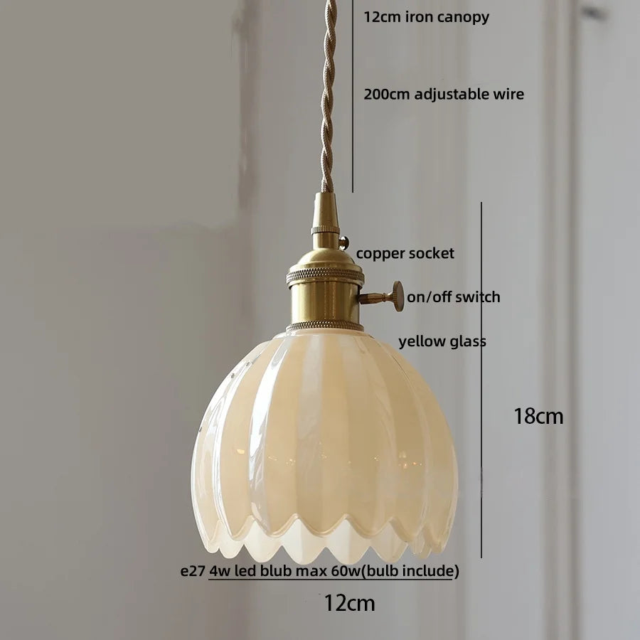 Afralia™ Green LED Pendant Light Fixture Glass Japan Style Hang Lamp