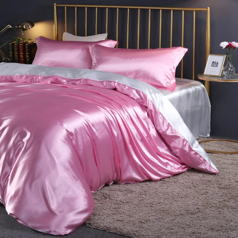 Afralia™ Silk Bedding Set: Smooth 100% Silk Comforter Cover Sets for Full Twin King Queen