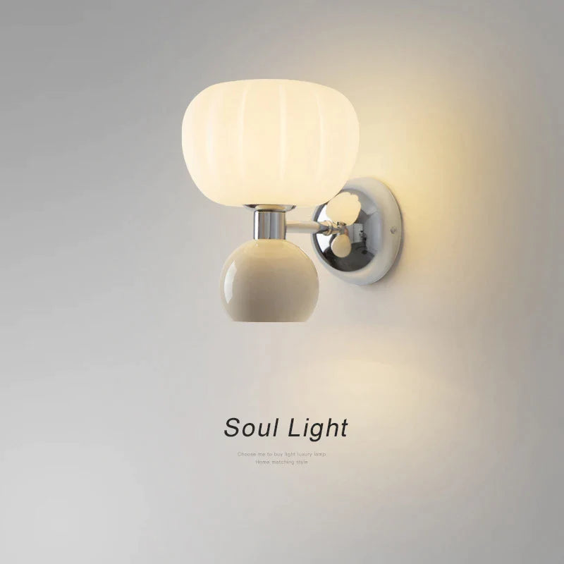 Afralia™ Cream Breeze Pumpkin LED Wall Lamps, Elegant Lighting for Bedroom Living Room Dining Hallway