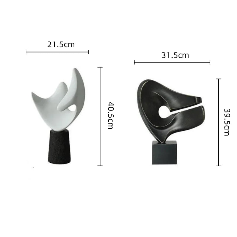 Afralia™ Abstract Hollowed-out Resin Sculpture, Black and White Modern Home Decor Statue.
