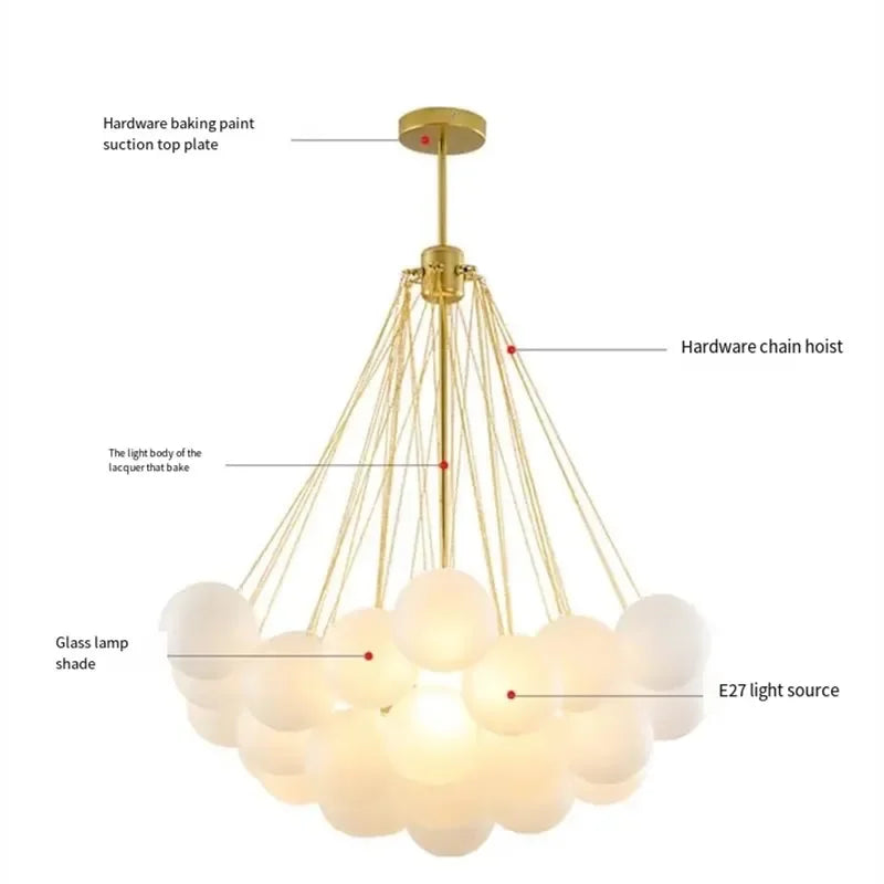 Afralia™ Glass Ball LED Chandelier Pendant - Modern Hanging Light Fixture for Dining Room