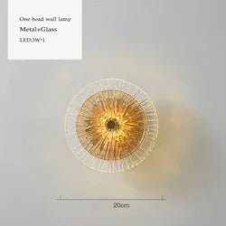 Afralia™ Round Glass Metal Wall Sconce Light for Bedroom Decoration