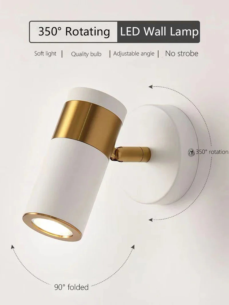 Afralia™ Adjustable Nordic LED Wall Lamp for Bedroom, Modern Minimalist Rotating Light