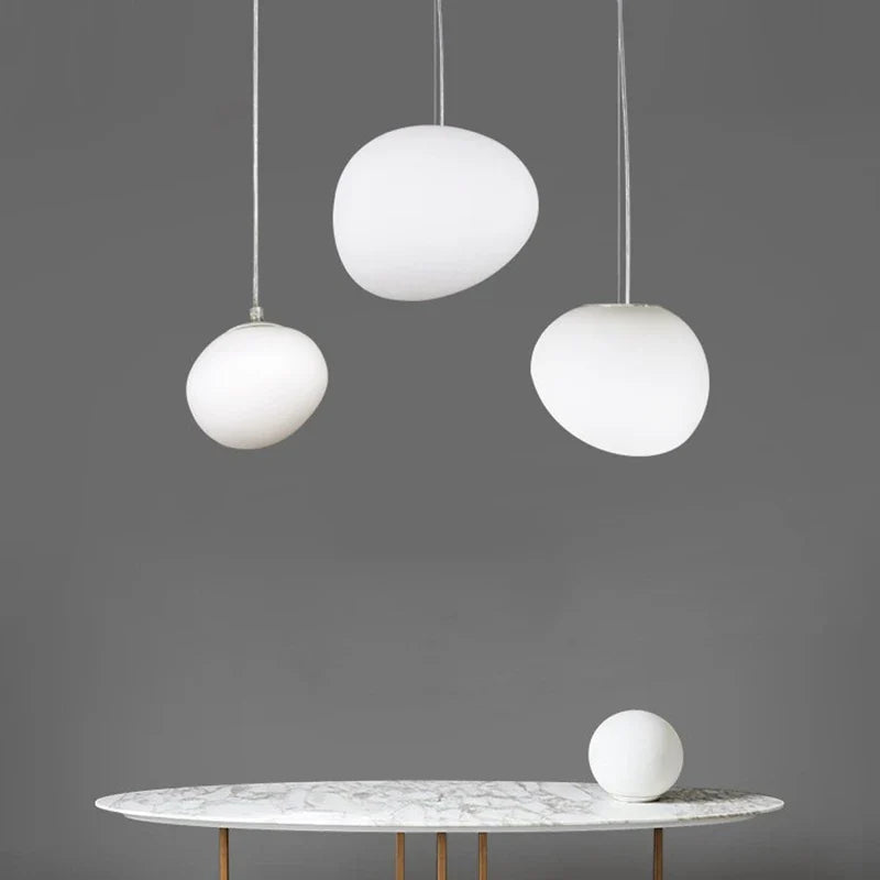 Afralia™ Glass Ball LED Pendant Light - Modern White Nordic Hanging Fixture