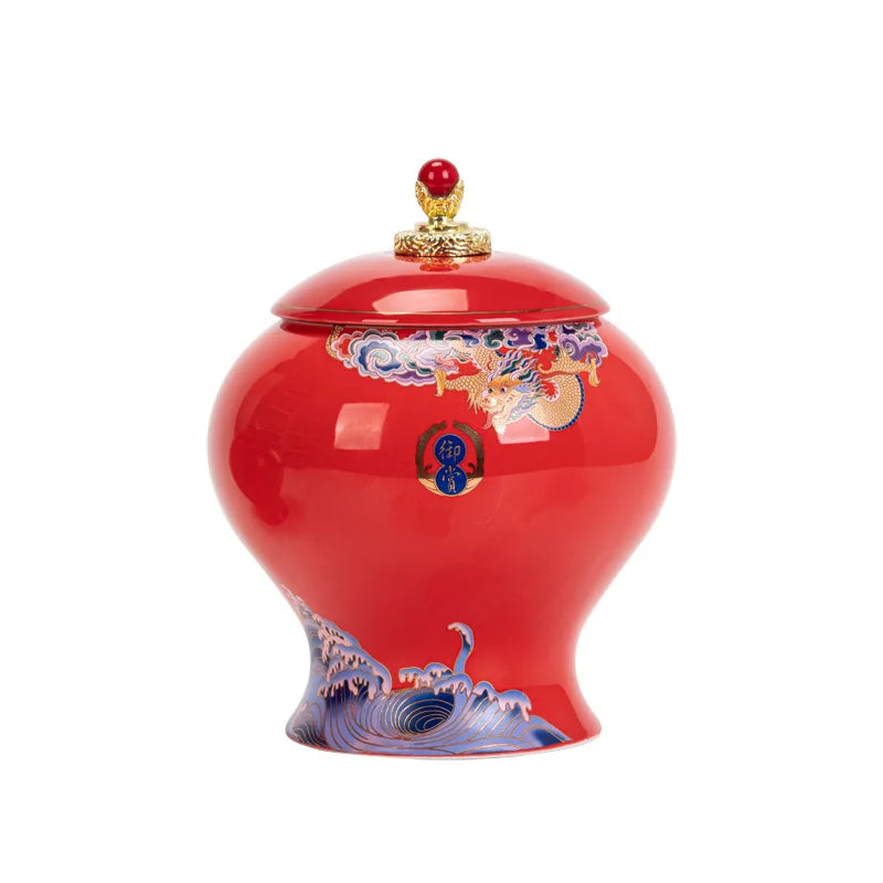 Afralia™ Vintage Ceramic Tea Caddy: Chinese Porcelain Storage Tank & Home Decor