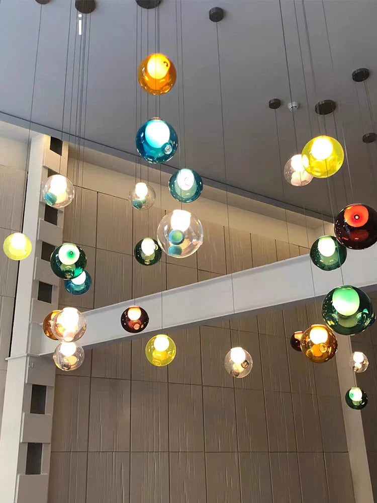 Afralia™ Colorful Balls Chandelier: Modern Dimmable Rectangle Dining Room & Bedside Hanging Lamp