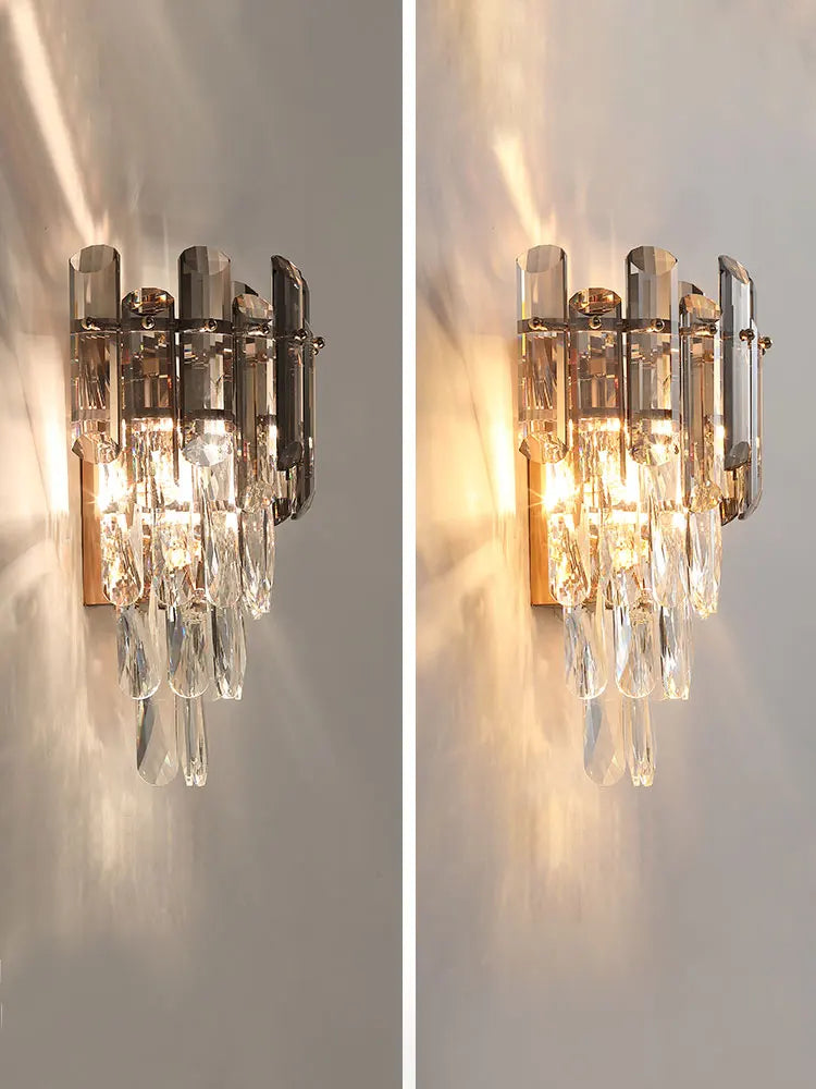 Afralia™ Modern Gold LED Crystal Wall Sconce for Living Room Bedroom Stairs Aisle Lighting