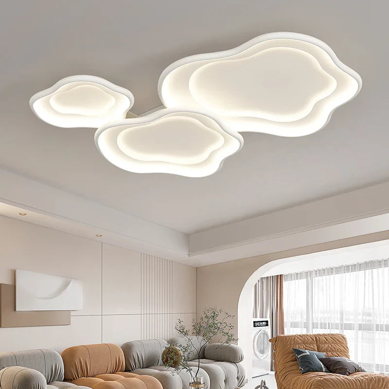 Afralia™ Modern White Round Ceiling Lighting with Remote Control Chandelier