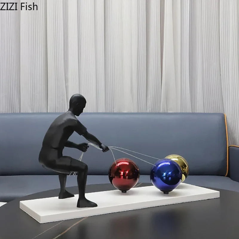 Afralia™ Abstract Character Metal Sculpture Desk Ornament Aesthetic Room Decor