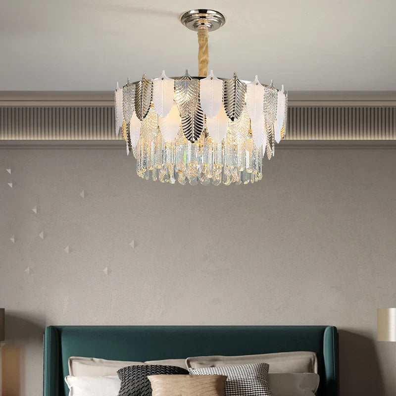 Afralia™ Retro Leaf Crystal Chandelier: Luxury Postmodern Living Room Lighting