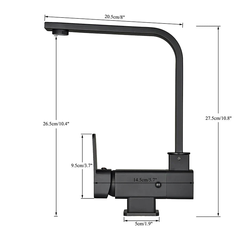 Afralia™ 360° Rotating Black Kitchen Faucet, Deck Mount Sink Mixer Tap, 304 Stainless Steel