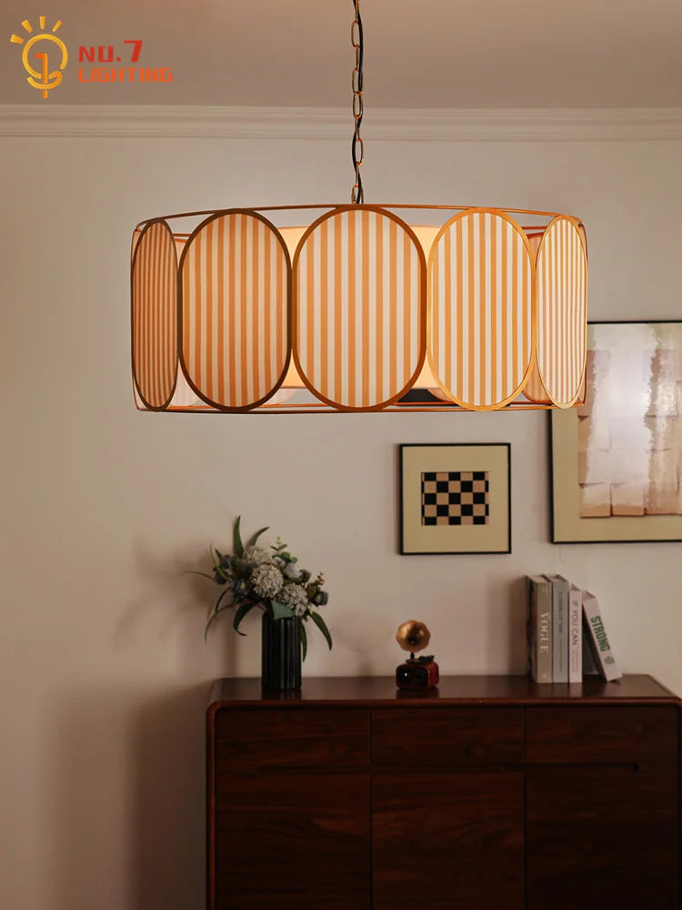 Afralia™ Medieval Style Pendant Lights LED Fabric Art Decorative Hanging Lamp