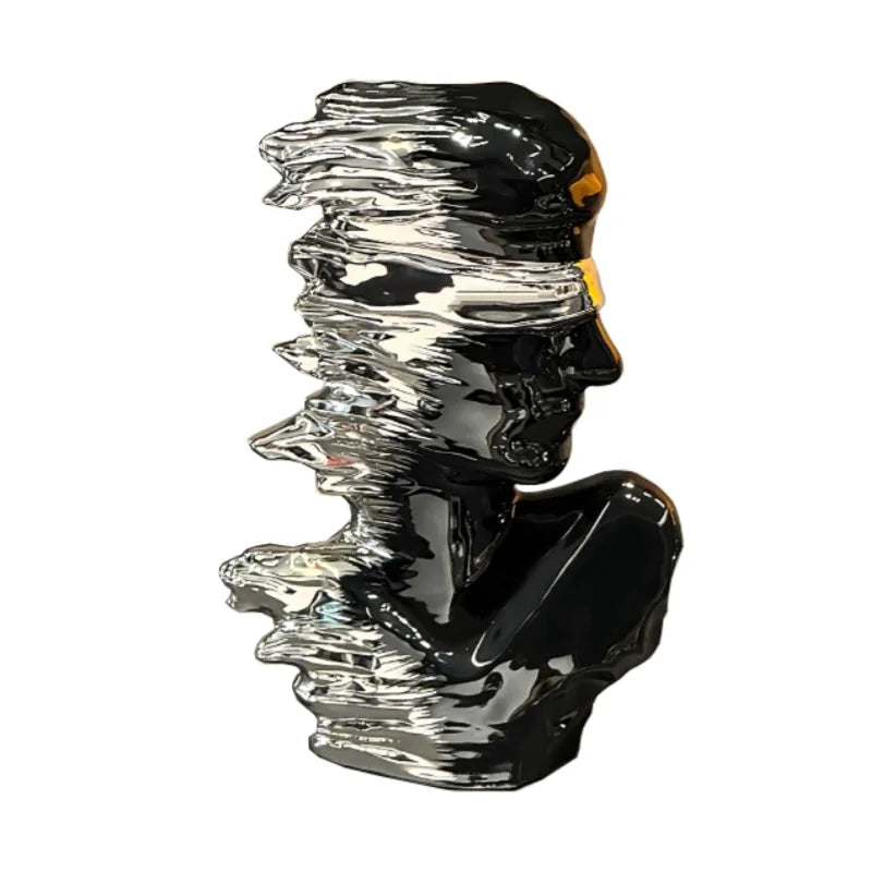 Afralia™ Silver Gradient Abstract Figure Sculpture Home Decor Figurine