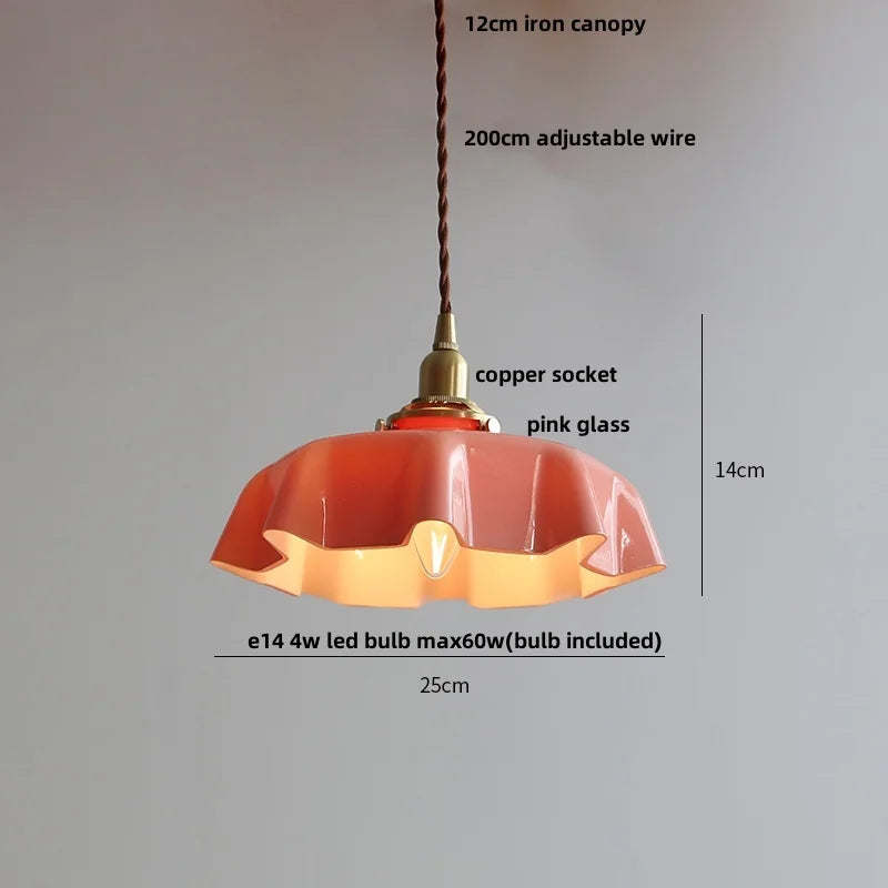 Afralia™ Modern Copper Glass Pendant Light Fixture for Reading Aisle Coffee Pink Home Decor