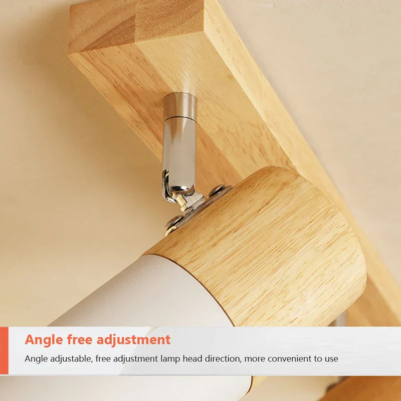 Afralia™ Wooden Ceiling Light with 3 Rotatable Spotlights