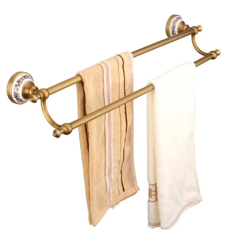 Afralia™ Bronze Bathroom Hardware Set - Shelf, Towel Rack, Toilet Brush Holder, Soap Dish