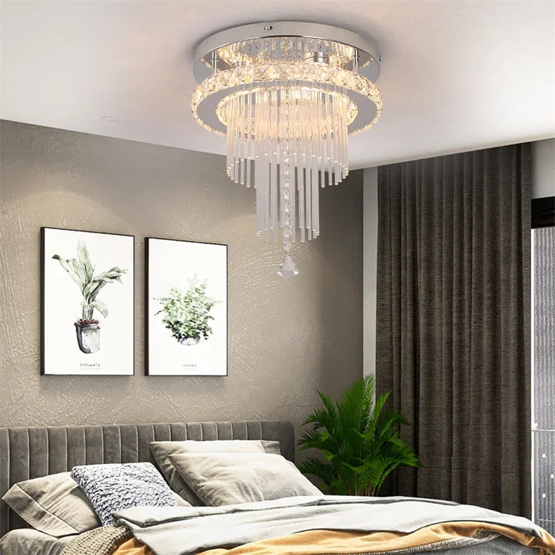 Afralia™ Crystal Raindrop Chandelier LED Ceiling Light for Dining Living Bedroom