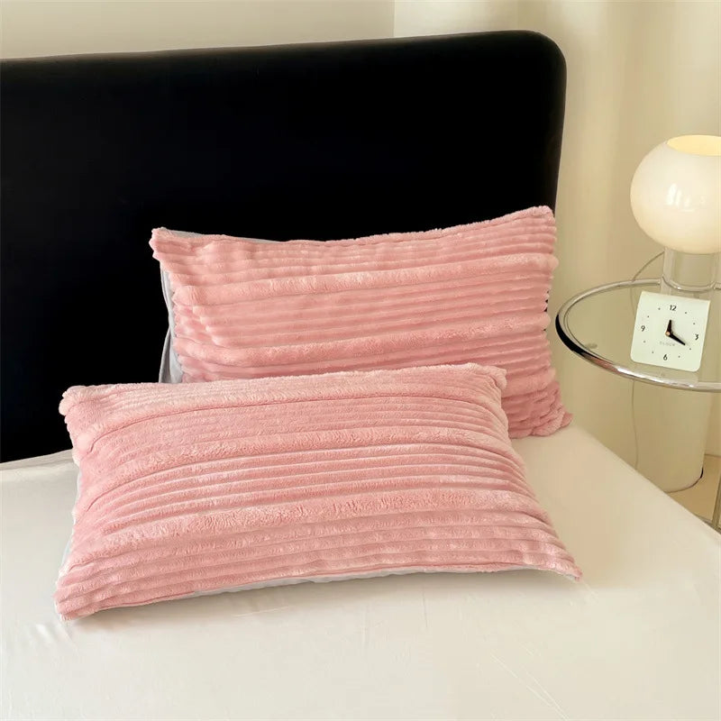 Afralia™ Luxe Plush Rabbit Velvet Pillowcase Single Soft Machine Washable Colorfast