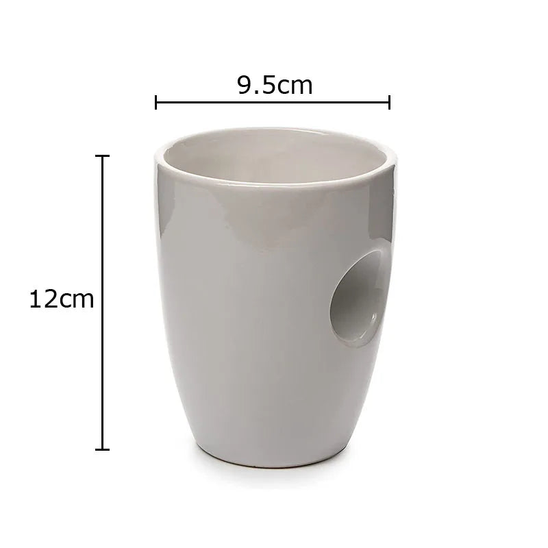 Afralia™ Hollow White Ceramic Cups Set of 2 Dining Coffee Teacup Juice Container