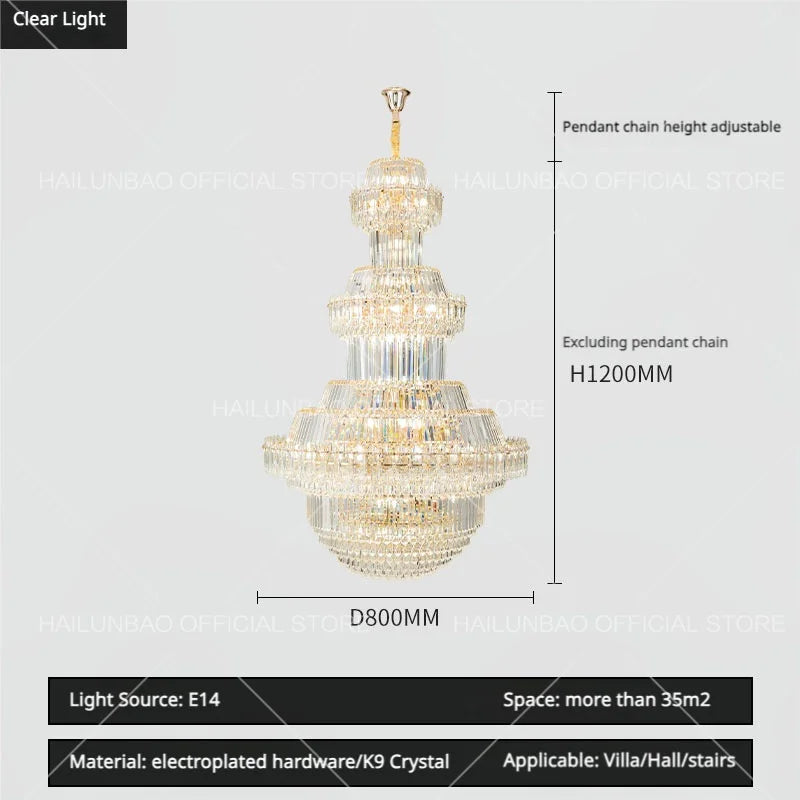 Afralia™ Crystal Chandelier: Villa High Living Room Luxury Lighting
