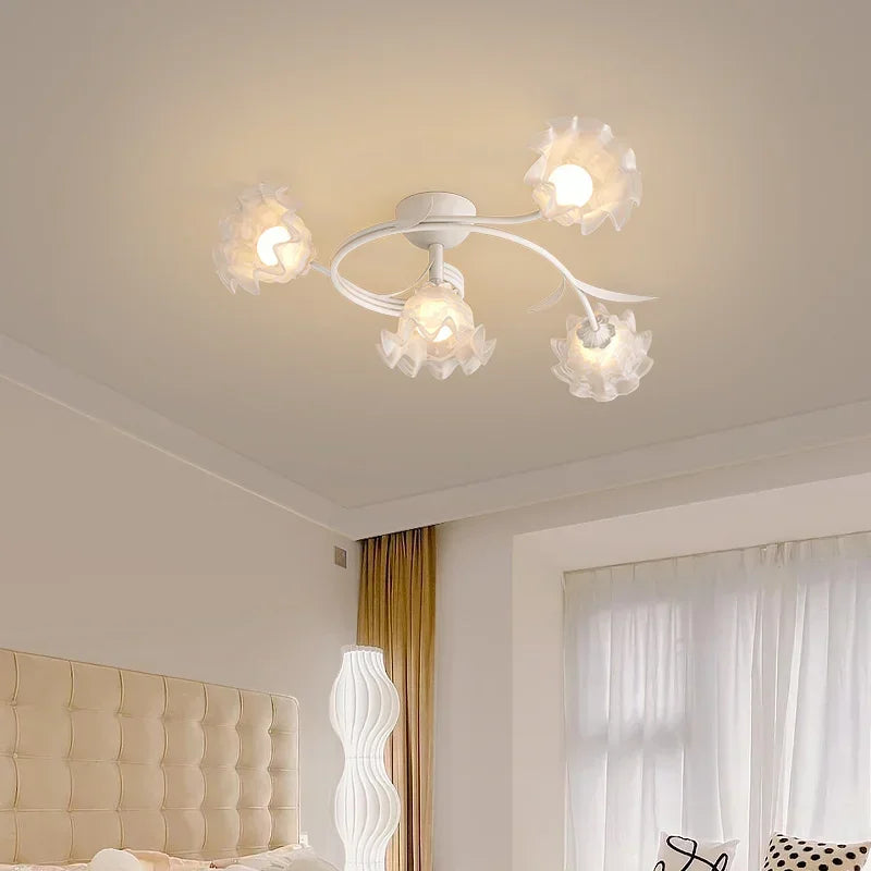 Afralia™ Lily Of The Valley Glass Chandelier Light: Modern Cream Wind Lamp for Living Room & Bedroom