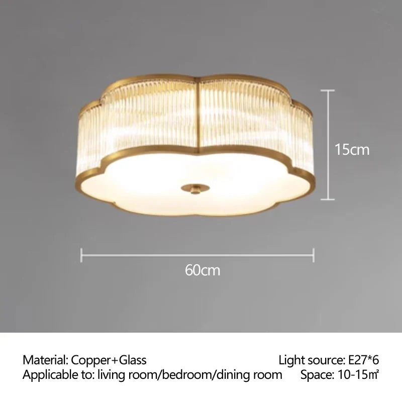 Afralia™ Copper Glass Ceiling Light, LED Foyer Restaurant Living Room Lamp