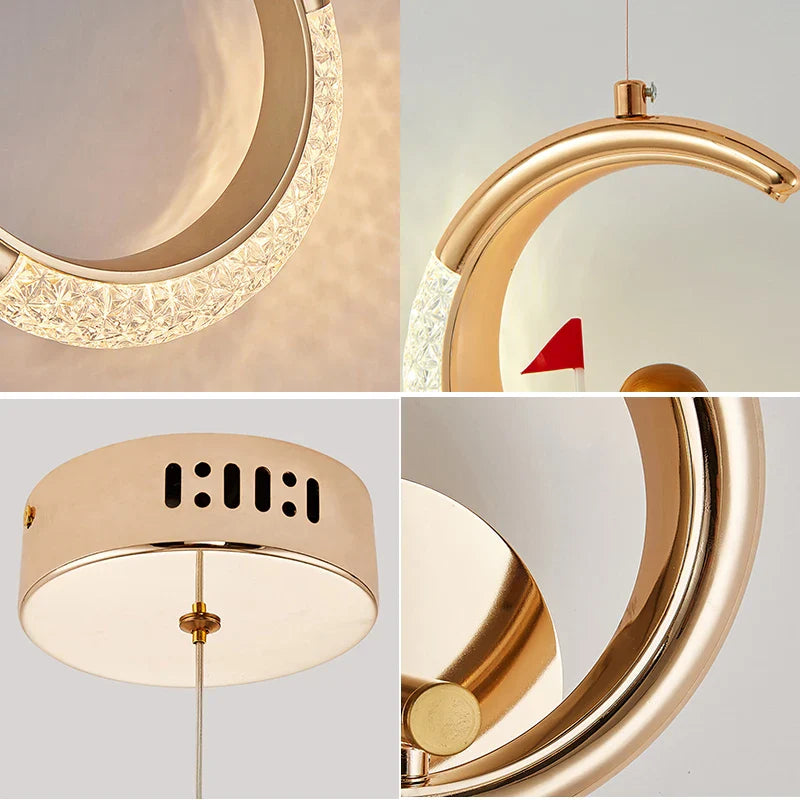 Afralia™ LED Ring and Moon Lamps Set - Modern Acrylic+Alloy Lighting Collection