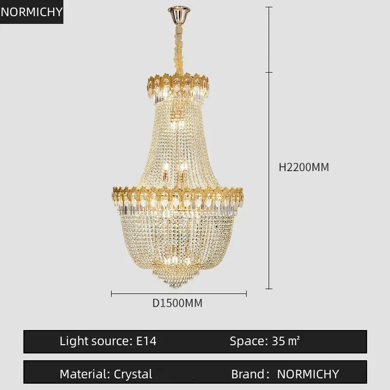 Afralia™ Crystal LED Chandelier for Hotel Lobby & Living Room | Elegant Staircase Design
