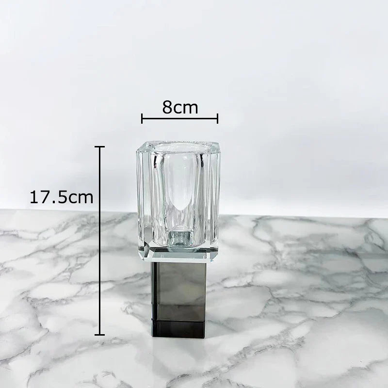 Afralia™ Crystal Glass Vase with Artificial Flowers, Modern Home Decor