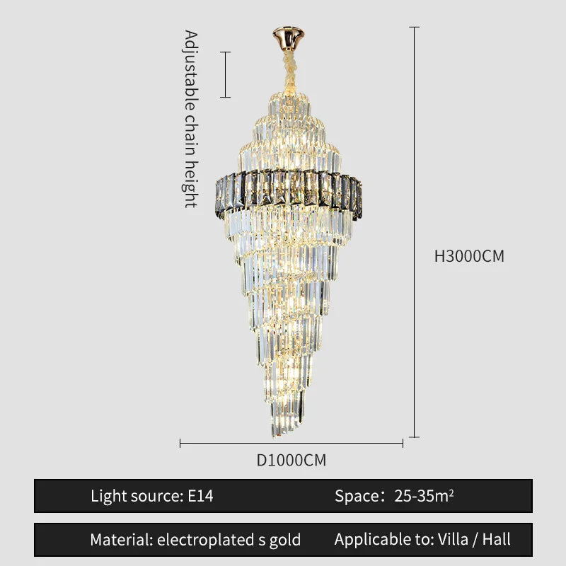 Afralia™ Crystal Spiral Chandelier for Luxury Spaces